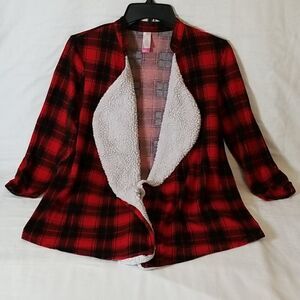 No Boundaries Red & Black Plaid Lightweight Jacket‎ Size L